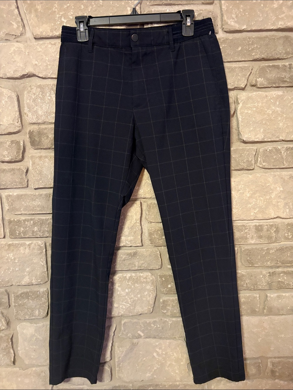 Zara Women's Navy Windowpane Trousers